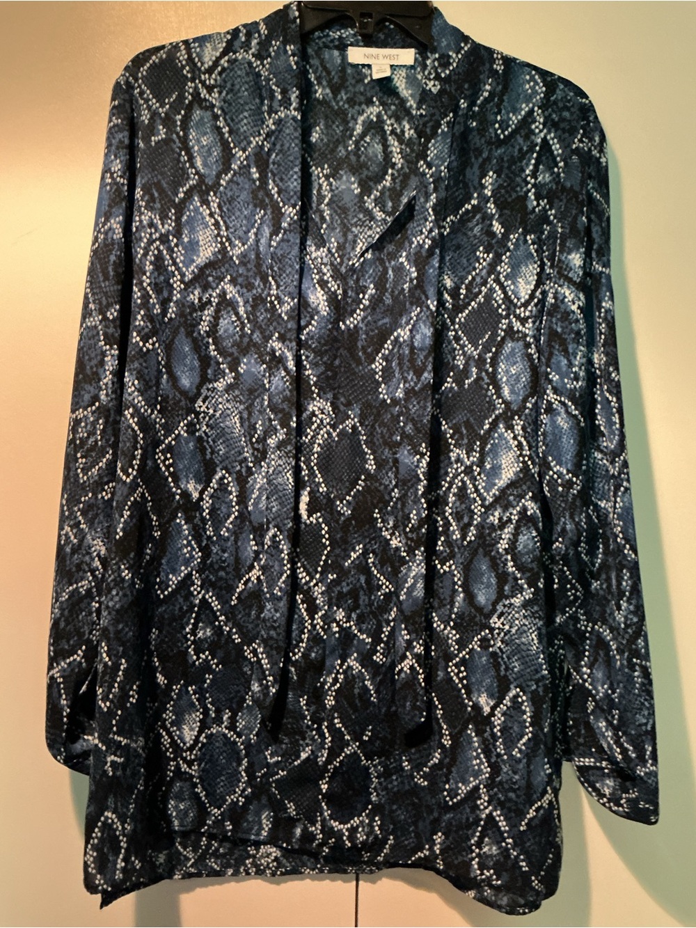 Nine West Blue and Black Snake Print Blouse